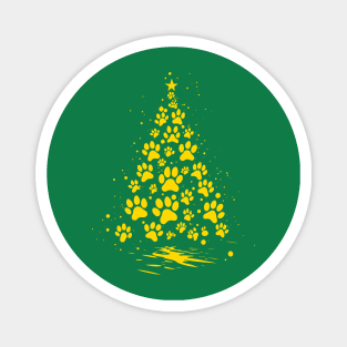 Dog Lover Paw Print Christmas Tree 4 Magnet